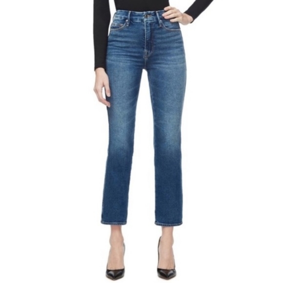 Good American Good Curve High Waisted Medium Wash Blue Jeans - Picture 1 of 8
